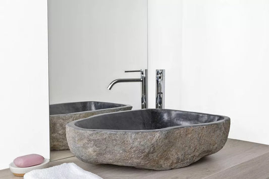 Lavabo da Appoggio 50-60 cm in Pietra Naturale Grigio