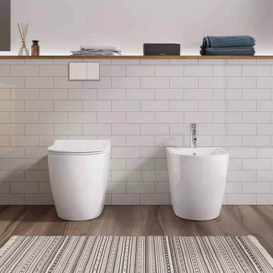 Sanitari Traslati Filomuro in Ceramica con Vaso e Bidet con Sedile SoftClose